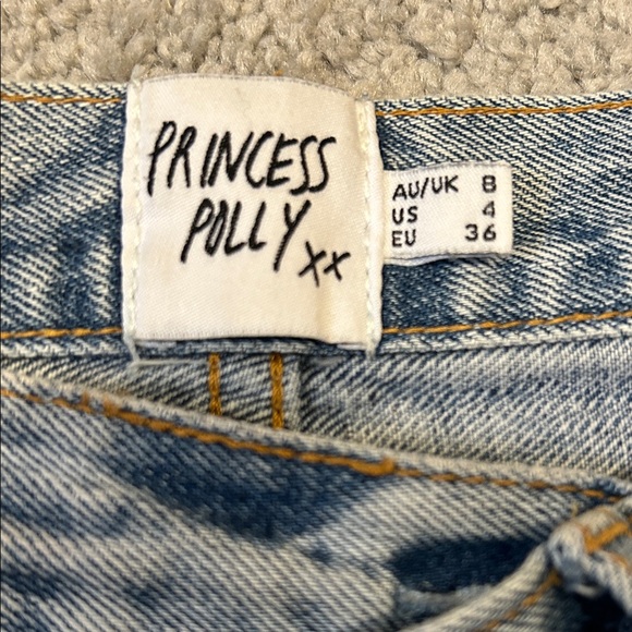 Princess Polly Light Wash Jeans Frayed Hem Trendy Oversized Asymmetrical 4 - Picture 2 of 5